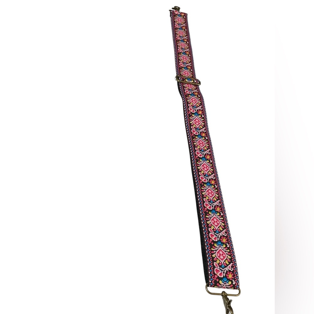 Embroidered ribbon crossbody strap/ adjustable 34-60 inches/ retro styling